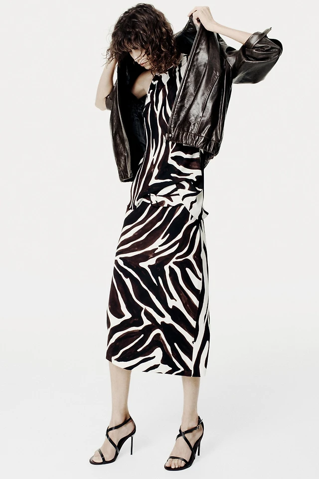 Zara ZW COLLECTION ANIMAL PRINT HALTER TOP | Place Rosemre