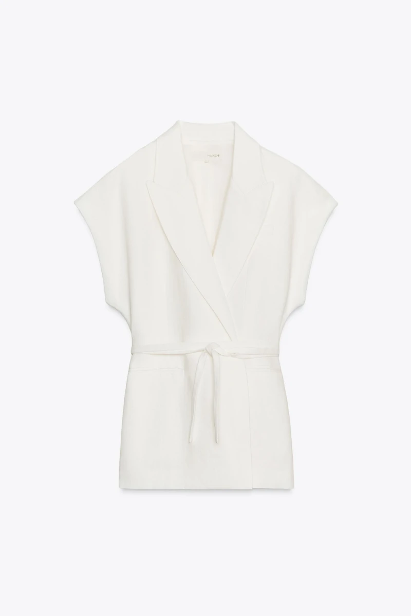 ZW COLLECTION DOUBLE BREASTED LINEN VEST