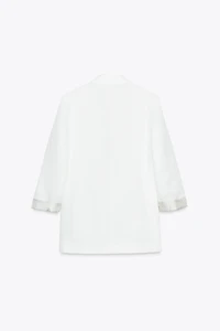 100% LINEN BLAZER WITH PRINTED CUFFS