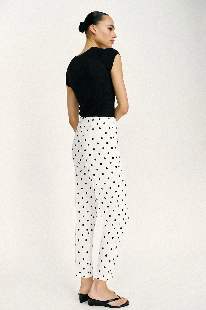PANTALON TAILLE HAUTE À POIS