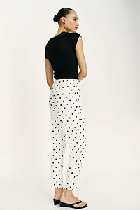 PANTALON TAILLE HAUTE À POIS