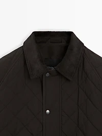 Quilted jacket with corduroy collar