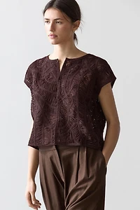 Veste sans manches en maille crochet