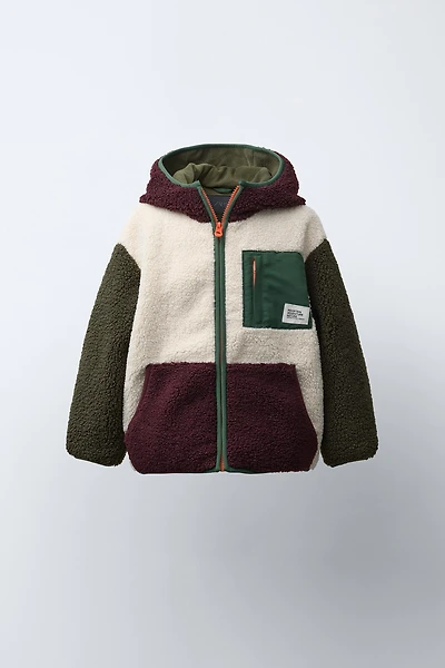 COLOR BLOCK FLEECE JACKET WITH POLAR LINING