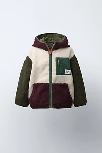 COLOR BLOCK FLEECE JACKET WITH POLAR LINING