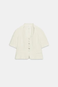 VESTE JACQUARD MANCHES COURTES
