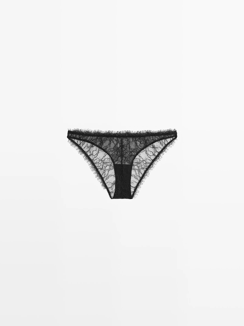 Lace briefs with frayed detail