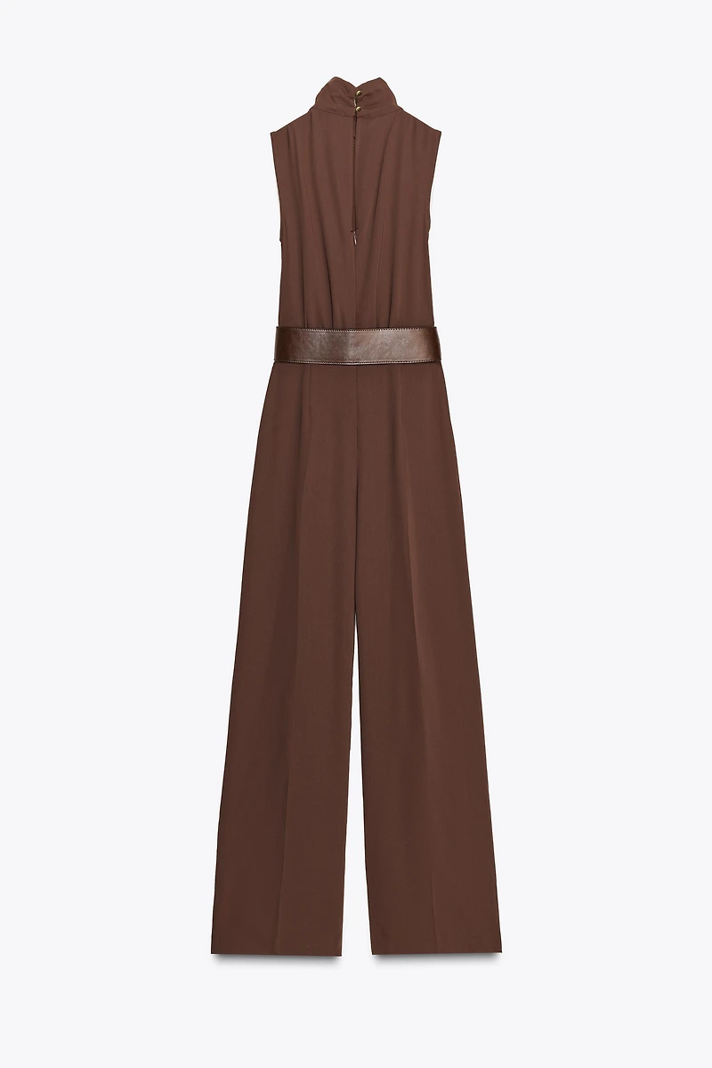 SLEEVELESS BELTED JUMPSUIT