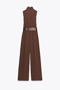 SLEEVELESS BELTED JUMPSUIT