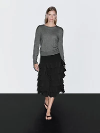 Ruffled midi skirt