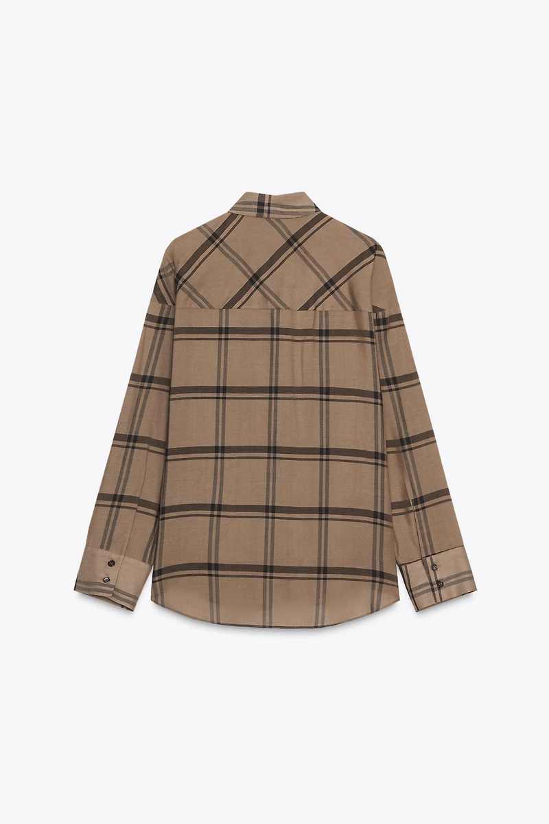 PLAID SCARF COLLAR SHIRT ZW COLLECTION