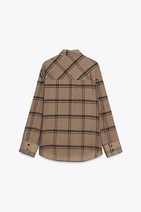 PLAID SCARF COLLAR SHIRT ZW COLLECTION