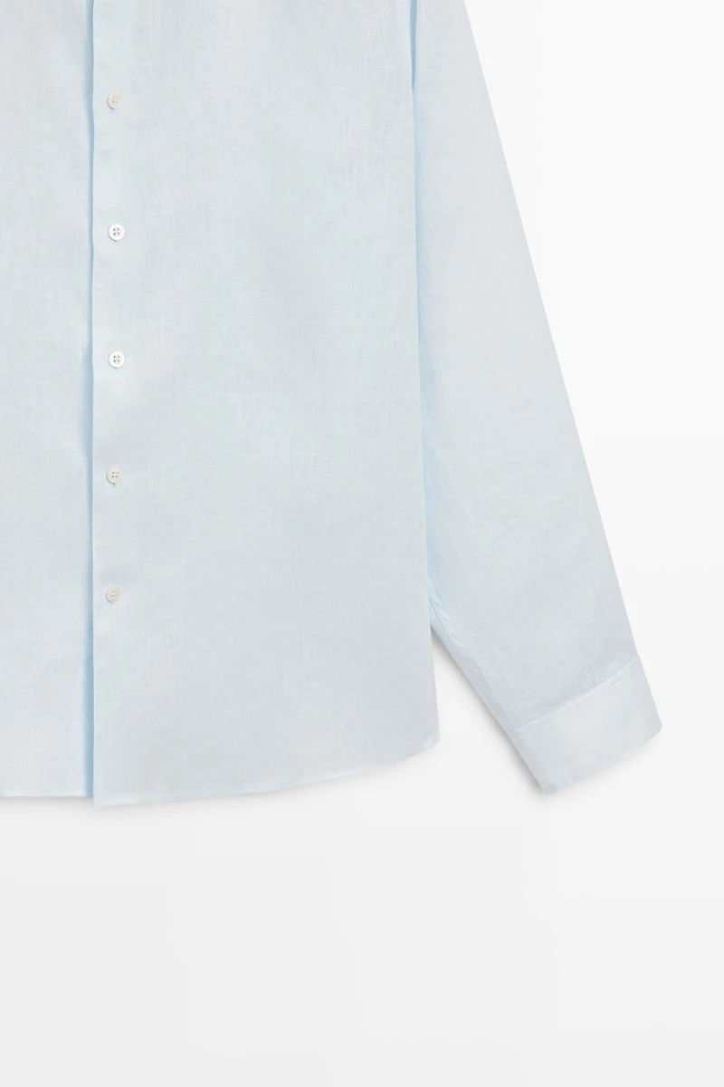 100% linen regular fit stand collar shirt