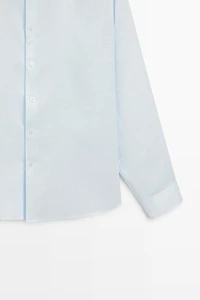 100% linen regular fit stand collar shirt
