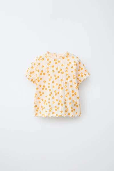 T-SHIRT CÔTELÉ À FLEURS