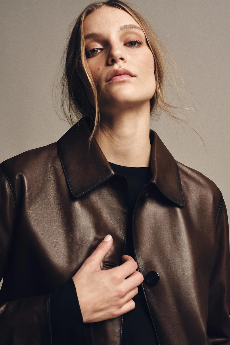 MINIMAL LEATHER JACKET ZW COLLECTION LIMITED EDITION