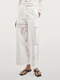 Embroidered patchwork trousers