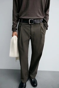 COTTON - VISCOSE PLEATED PANTS