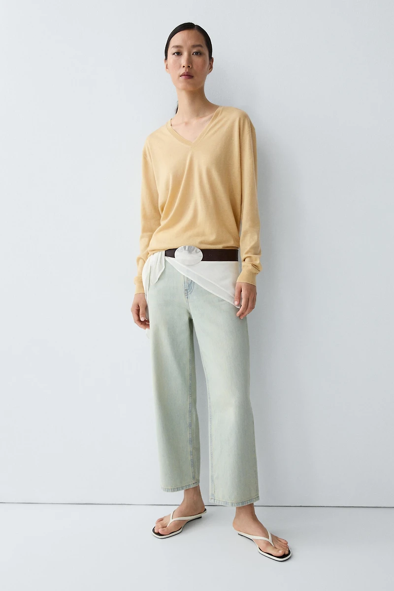 V-neck knit sweater