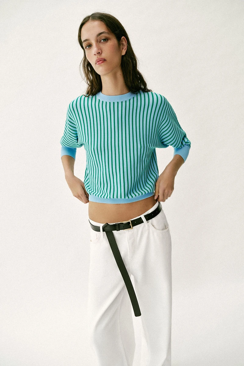 STRIPED KNIT SWEATSHIRT