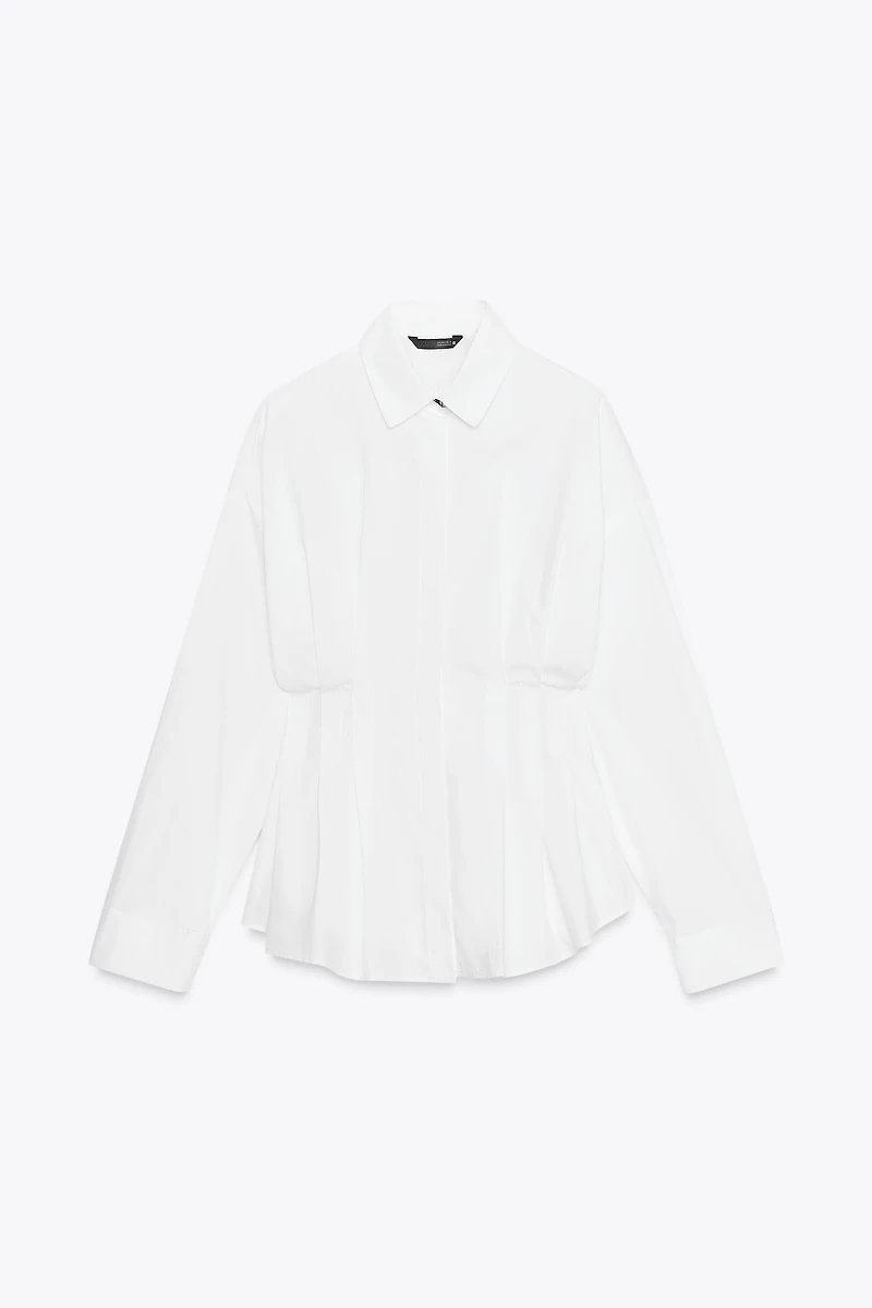 PLEATED POPLIN SHIRT