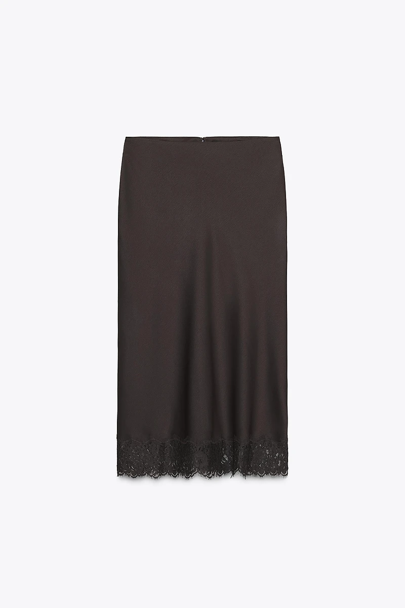SATIN EFFECT LACE SKIRT ZW COLLECTION