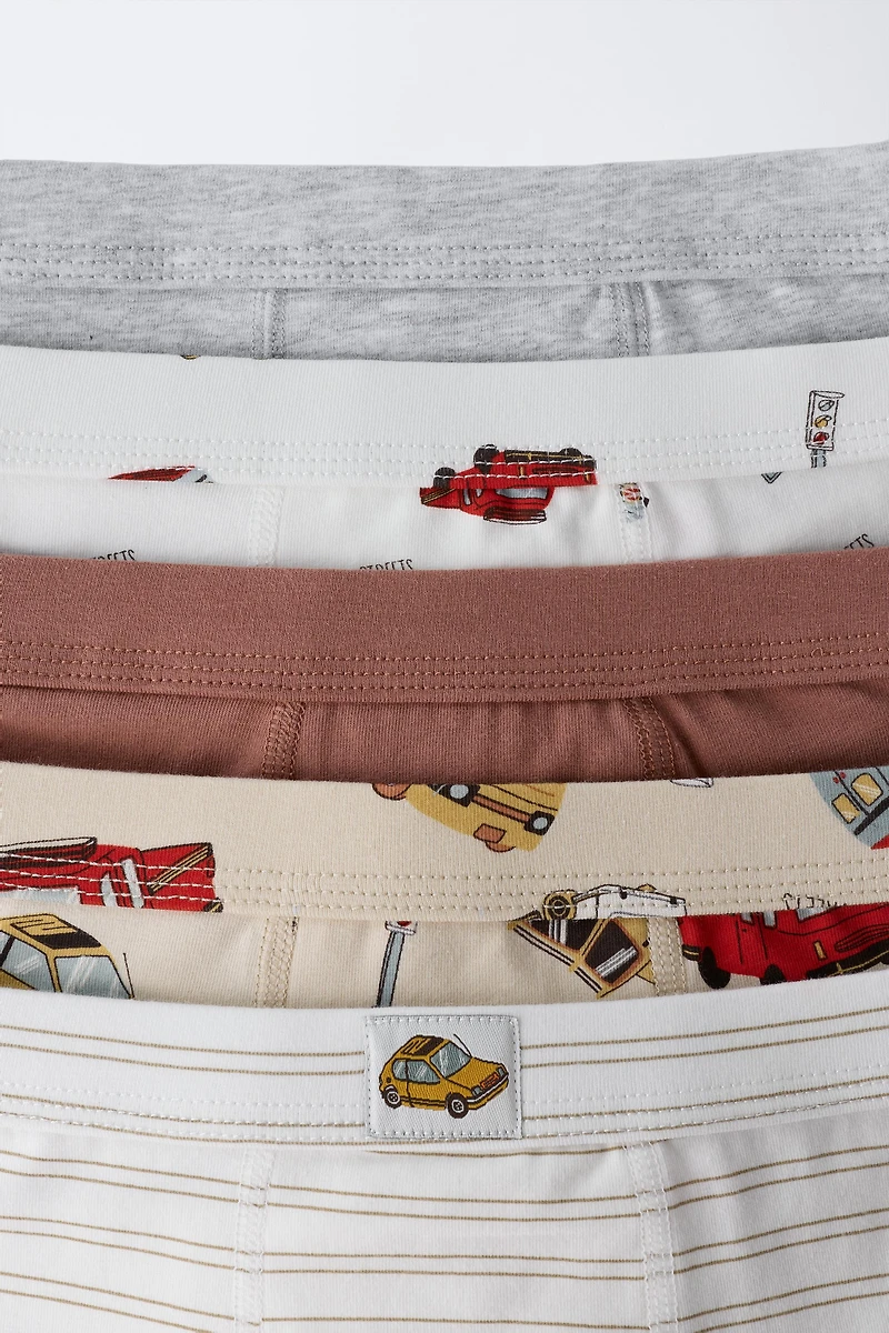 3-6 YEARS/ FIVE-PACK OF CAR BOXERS