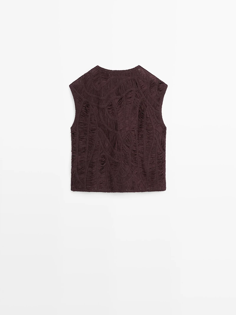 Veste sans manches en maille crochet