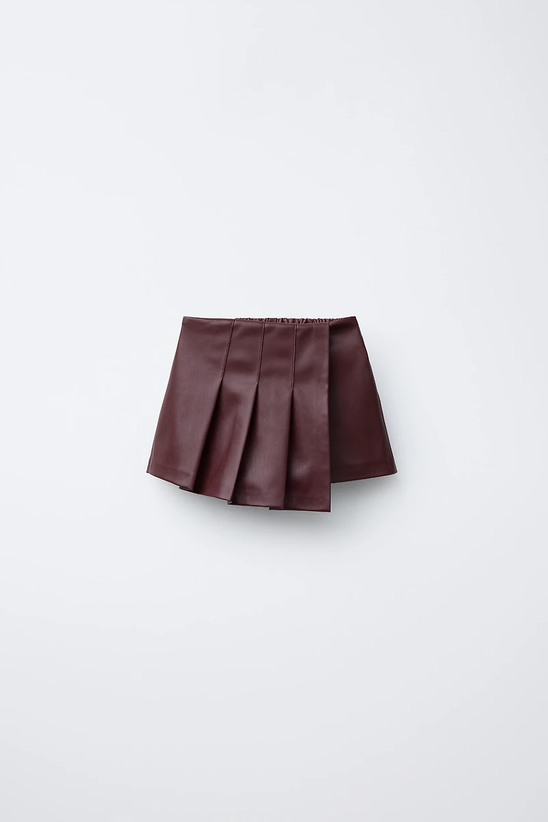 FAUX LEATHER PLEATED SKORT
