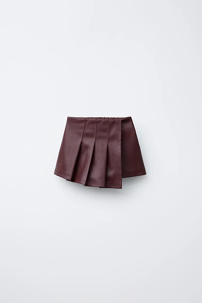 FAUX LEATHER PLEATED SKORT