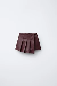 FAUX LEATHER PLEATED SKORT