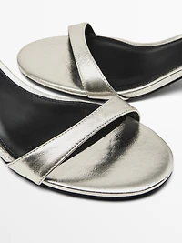 High-heel sandals with metallic strap