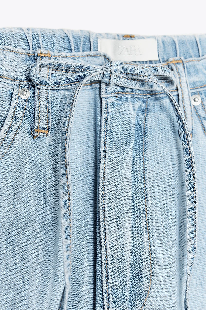 FLOWY DRAWSTRING DENIM PANTS