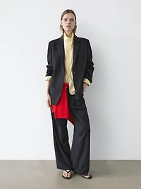 Pleated extra fine wool trousers