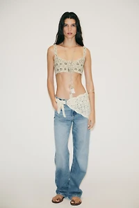 TRF MID-RISE WIDE LEG SCARF JEANS