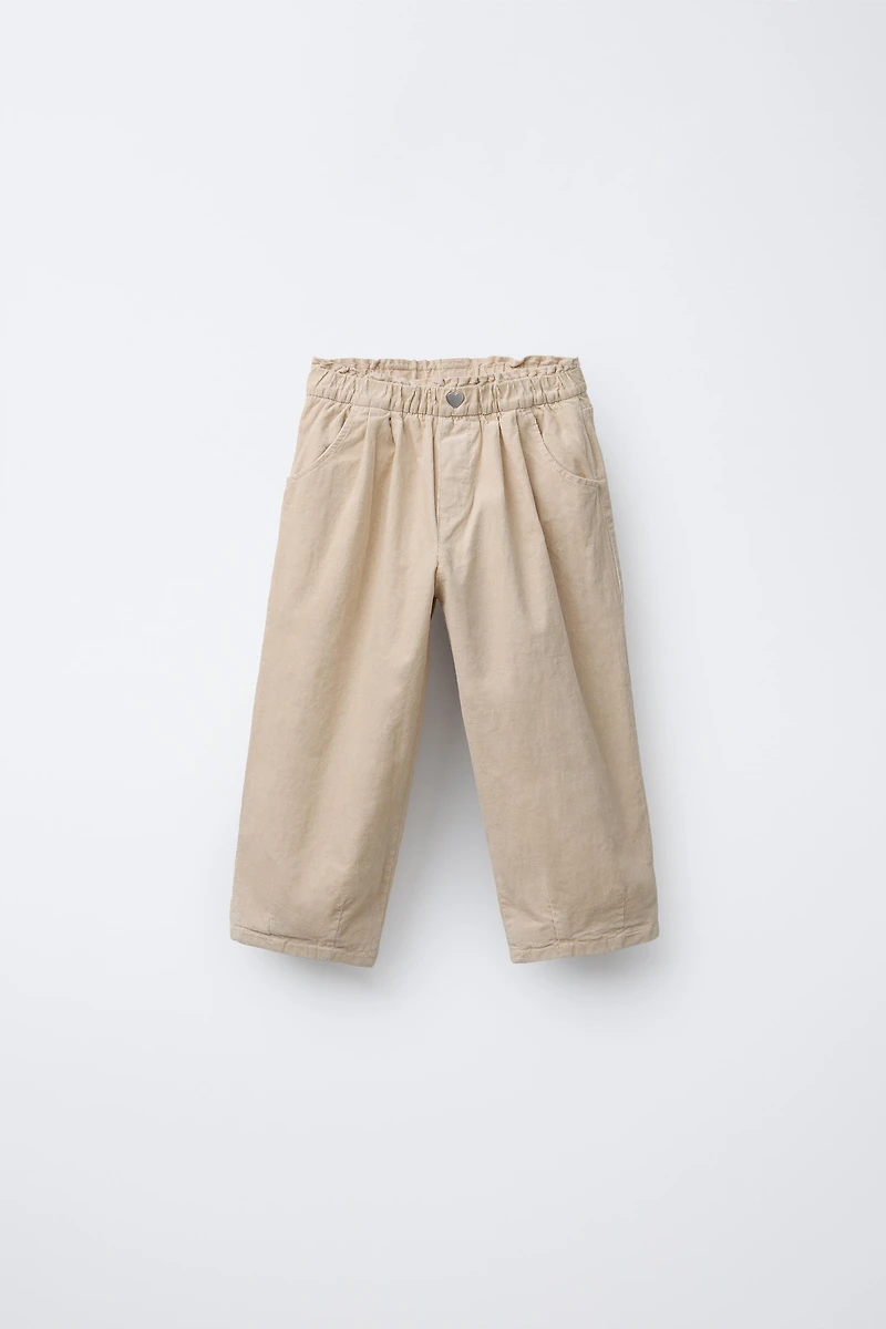LINED FINE-WALED CORDUROY BAGGY PANTS