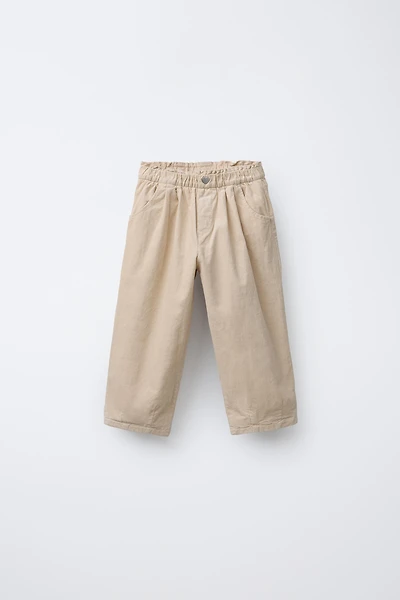 LINED FINE-WALED CORDUROY BAGGY PANTS