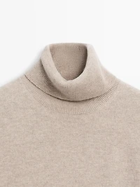 Wool blend knit sweater with high neck