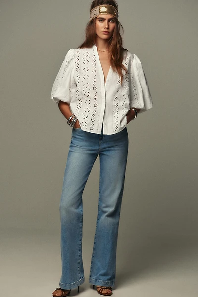 CHEMISE BRODERIES PERFORÉES MANCHES BOUFFANTES