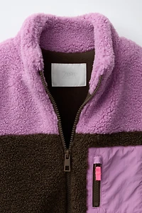 COLORBLOCK FAUX SHEARLING VEST