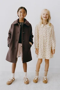 CONTRAST COLLAR FLORAL DRESS