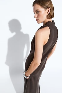 Draped neckline long dress