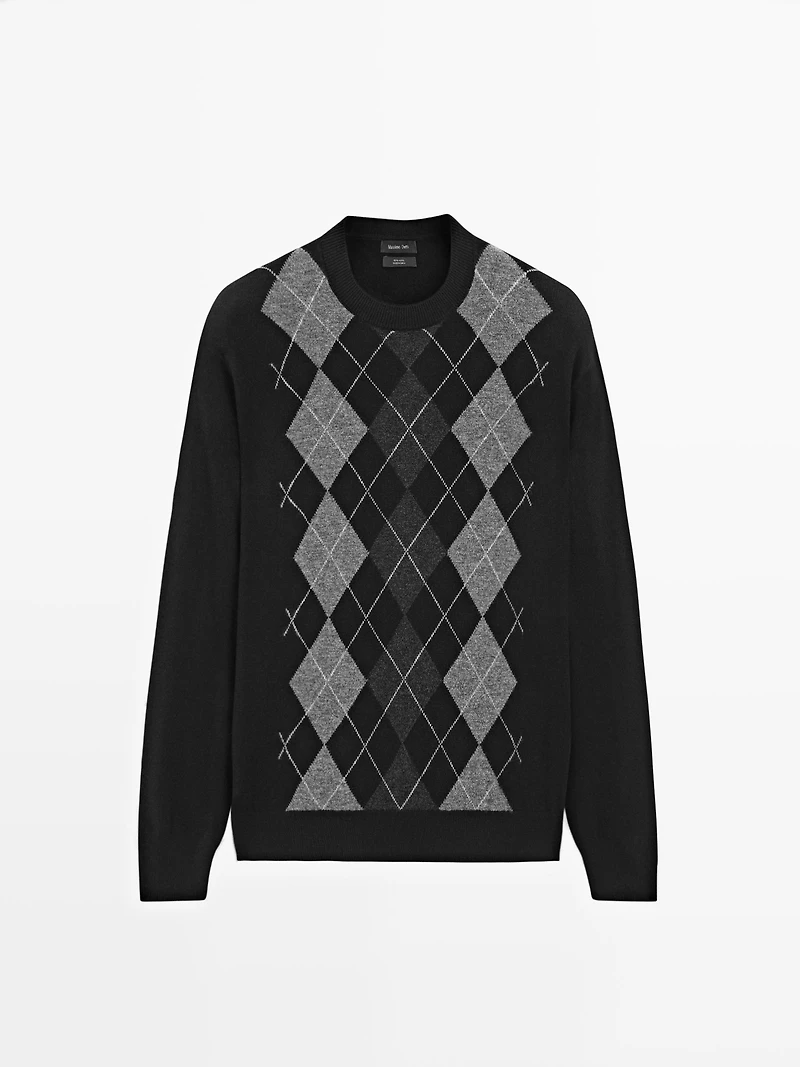 100% wool Argyle knit sweater