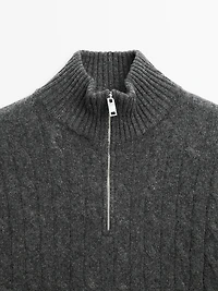 Pull col montant fermeture Éclair 100 % cachemire