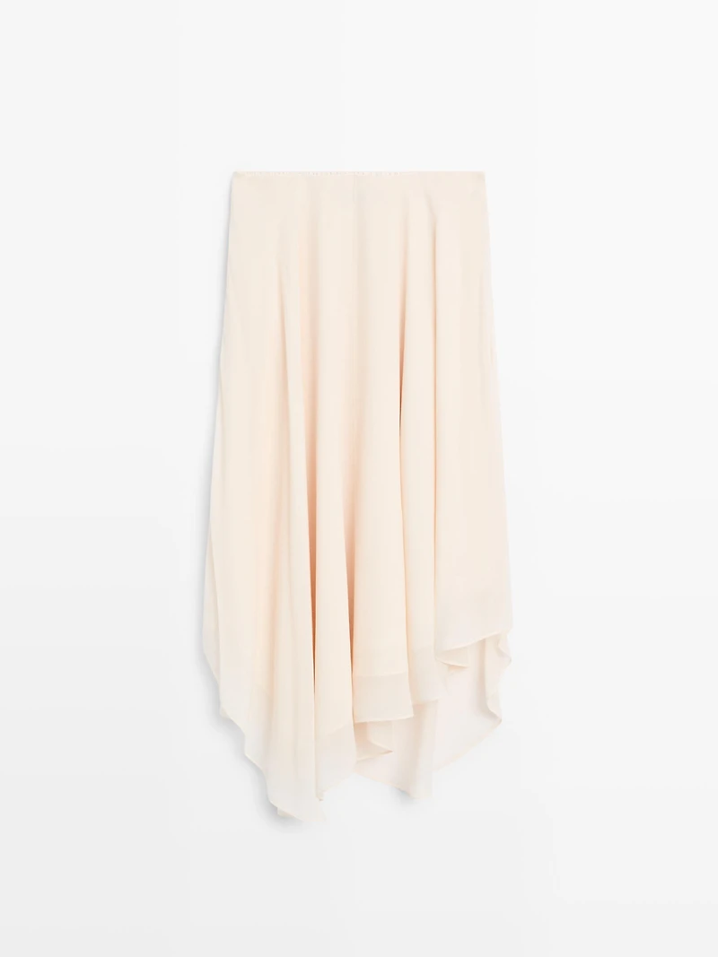 Flowing asymmetric midi skirt