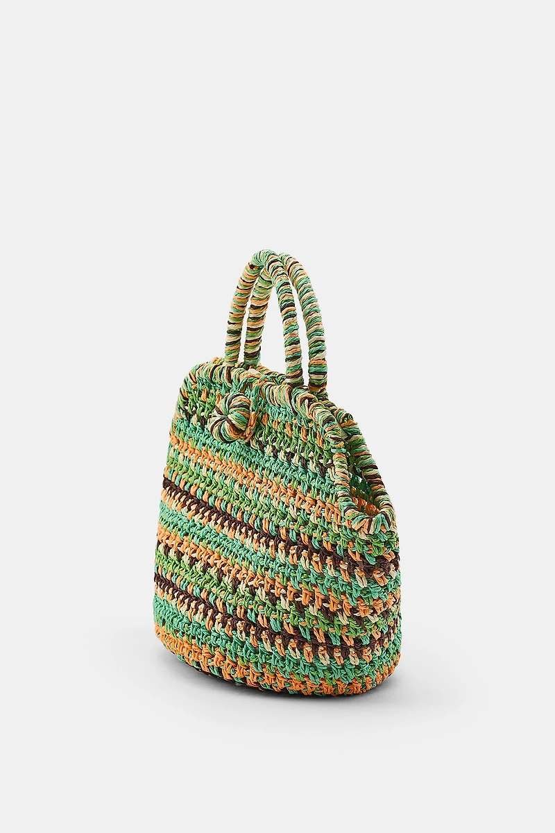 MINI STRIPED WOVEN BASKET BAG