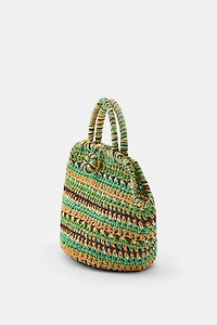 MINI STRIPED WOVEN BASKET BAG