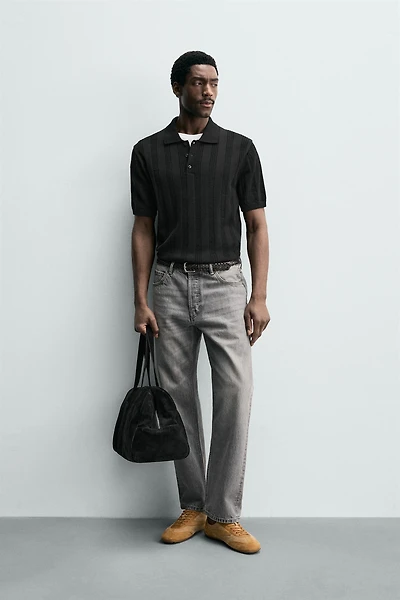 REGULAR FIT KNIT TEXTURED POLO