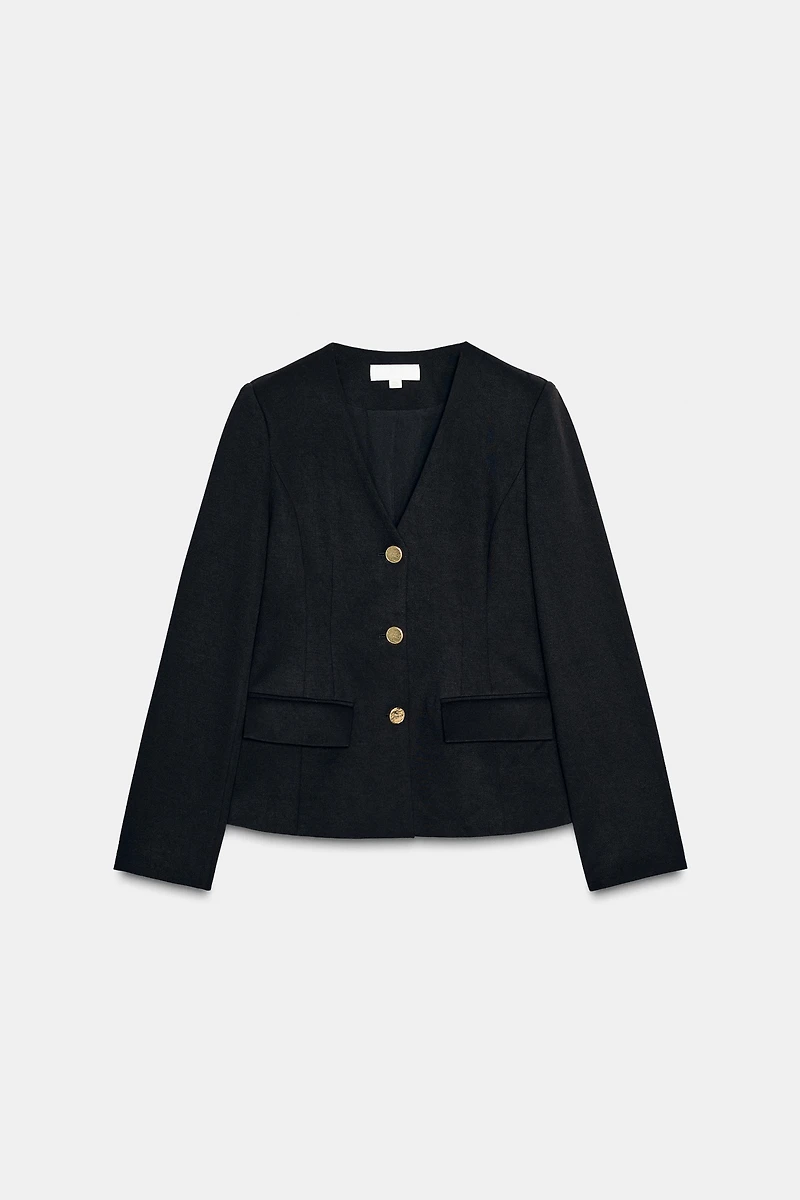 CROPPED BLAZER WITH SHOULDER PADS