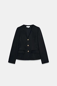 CROPPED BLAZER WITH SHOULDER PADS